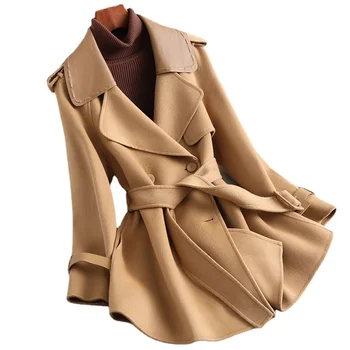 100% Женское шерстяное пальто Hwitex, шерстяная меховая куртка, официальные женские зимние пальто для женщин HW2027