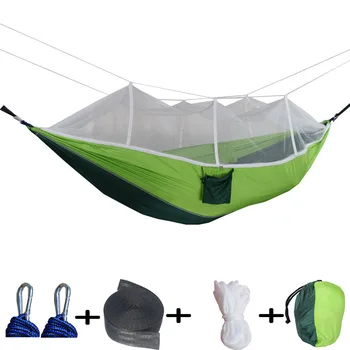 Портативная Походная палатка-Гамак с москитной сеткой, навес для 2 человек, Подвесная кровать с парашютом, Охотничьи качели из нейлона весом 210 Т