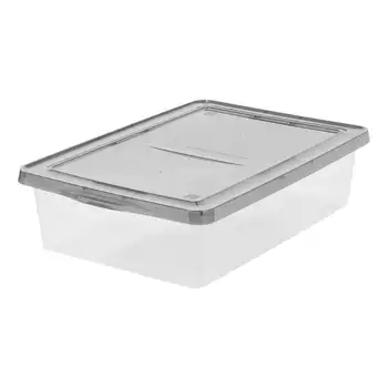 IRIS, США, прозрачный пластиковый ящик для хранения под кроватью на 28 литров, серый, Набор из 6 штук