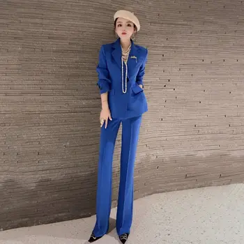 Корейский Темпераментный профессиональный костюм Элегантной Женщины 2022 Весенний костюм Нового стиля, Широкие брюки, Комплект из двух предметов L215