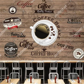 Изготовленные на заказ деревянные кофейные обои Промышленные Декоративные фрески Кафе Ресторан Кофейня Фон Обои Papel Tapiz