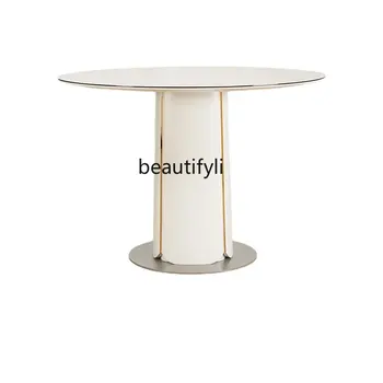 Новый Французский Кремовый стиль, Обеденный стол из закаленного Стекла, мебель для ресторана