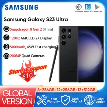 Новый Samsung Galaxy S23 Ультра Мобильный телефон 256 ГБ/512 ГБ Snapdragon 8 Gen 2 Android 13 Телефон 6,8 