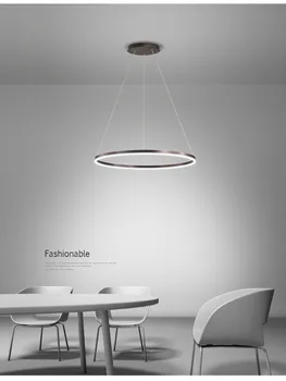 Современная ресторанная светодиодная потолочная люстра Скандинавского Дизайна Простая Круглая Черная Подвесная лампа для гостиной Спальни Лампа для украшения дома