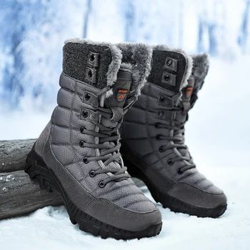 Fujeak/мужская хлопковая обувь с подкладкой больших размеров, зимние теплые зимние ботинки, водонепроницаемая нескользящая модная мужская обувь, рабочие ботинки для улицы