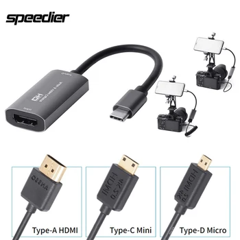 Mini Micro HDMI-совместимый кабель 2.0 4K 60P к карте захвата TYPE-C Для DSLR-камеры, Беззеркального системного монитора, мягкого кабеля adpter