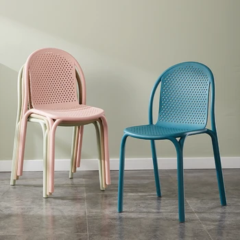 Скандинавские Современные Простые Утолщенные пластиковые стулья, которые можно складывать В штабель, Обеденный стул, стул для переговоров со спинкой