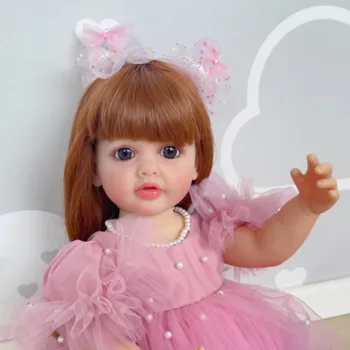 22-дюймовая Бетти во все тело выдерживает мягкую силиконовую виниловую куклу-реборн для маленьких девочек, куклу-принцессу в розовом платье, подарки для детей