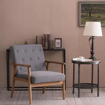 Клубное кресло UBesGoo Accent, Современное кресло для отдыха из массива дерева и ткани, Односпальный диван с металлическим каркасом и мягкой подушкой Серого цвета