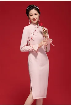 Китайские Новогодние Костюмы, Розовое женское Сиреневое платье Qipao