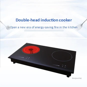 Двухголовочная индукционная плита с голографической проекцией, мощная домашняя настольная двойная магнитная печь без пламени, полезная плита
