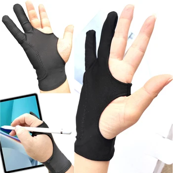 Перчатки для рисования стилусом для планшета с двумя пальцами, защищающие от пота, царапин, Унисекс, перчатки для рисования сенсорным пером