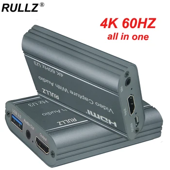 4K 60HZ Петля USB 3,0 Микрофонная Карта захвата Аудио-Видео 1080P 60fps HDMI Видеозахват для Игры PS4 HD Запись Камеры в прямом Эфире