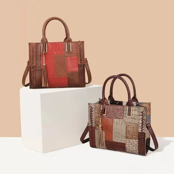 Роскошные сумки из натуральной кожи, женская дизайнерская сумка, женская ретро-лоскутная сумка-тоут из крокодиловой кожи, сумки через плечо для леди