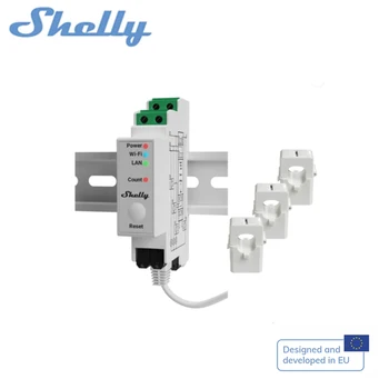 Shelly Pro 3EM DIN Монтируемый 3-Фазный Счетчик энергии Фотоэлектрический Rady Сообщает О Накоплении Энергии Мгновенном Напряжении Текущей Мощности
