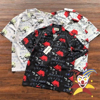 Пляжная рубашка WACKO MARIA с принтом розы, мужские и женские гавайские футболки