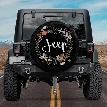 Винтажный чехол для запасного колеса Jeep Flower для автомобиля, Чехол для шины для автомобиля, подарки для нее, Автомобильные аксессуары, Чехол для запасного колеса, Подарок на День Святого Валентина