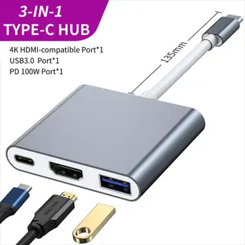 Адаптер для зарядки USB 3.0, совместимый с Type C и HDMI, 3 в 1, концентратор USB-C 3.1 для Air Huawei Mate10 Samsung S8 Plus