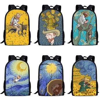 Школьные сумки для детей с принтом Ван Гога для девочек, повседневные модные детские школьные сумки, сумки для книг, Большой студенческий рюкзак для ноутбука Bacpack 2023