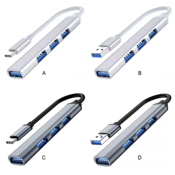 USB-концентратор USB3 0, Высокоскоростной светодиодный внешний Разветвитель, док-станция, адаптер из алюминиевого сплава