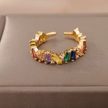 НОВЫЕ модные кольца с кубическим цирконием AAA Для женщин, Роскошное многоцветное кольцо с кристаллами, Вечерние Обручальные свадебные женские украшения, подарок