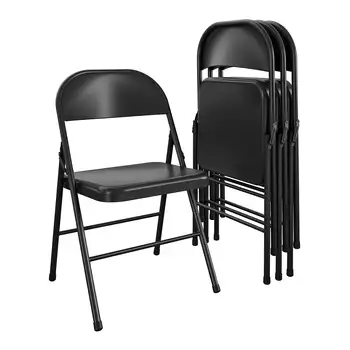 Стальной складной стул Mainstays (4 упаковки), Черная уличная мебель для патио, уличный стул, садовая мебель