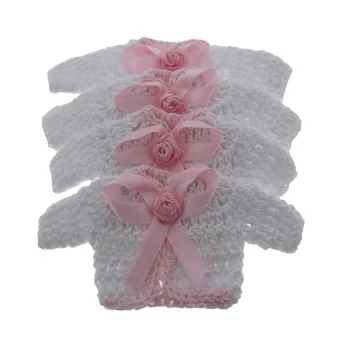 12 шт. миниатюрный вязаный крючком свитер с цветочной лентой, украшение для вечеринки в честь крещения ребенка, 5,0 х 9,5 см