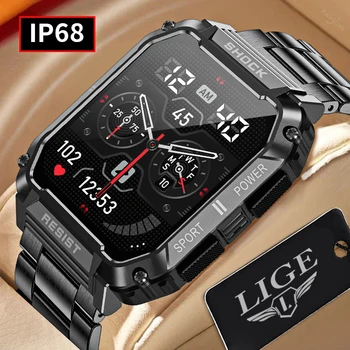 LIGE 2023 Новейшие Мужские Смарт-часы IP68 Водонепроницаемые Android iOS Smartwatch 1,95 