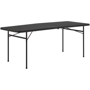 6-футовый двухстворчатый пластиковый складной стол, черный настольный стол mesa настольный столик маленький столик