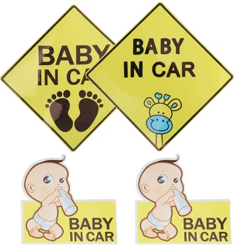 4 Листа Предупреждающих надписей на детских автомобилях, Предупреждающие наклейки на корпус, Светоотражающая доска для автомобиля, Этикетка с Напоминанием о офисе, 4 шт. Упаковка Смешанная