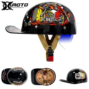Ретро-шлем, мотоциклетный Capacete De Moto, шлем для Скутера, мотоцикла, Велосипедный шлем с половиной лица, Бейсбольная защитная кепка Casco Moto