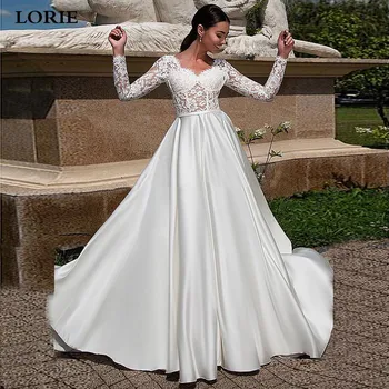 Свадебное платье принцессы LORIE, топ с длинным рукавом, кружевные платья невесты, атласное свадебное платье в стиле бохо, Vestido de noiva