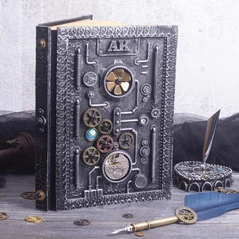 Винтажная Ручная Бухгалтерская книга в стиле ретро Стимпанк, Персонализированный 3D Рельефный Дневник, творческий блокнот формата А5