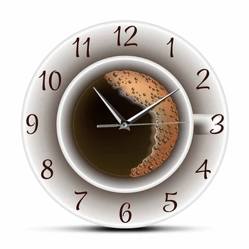 30 см Круглые Кофейные Декоративные Аналоговые настенные часы с дизайном кофейной чашки из пенопласта, настенные часы для гостиной, кухни, спальни