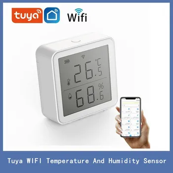 Tuya WIFI Датчик температуры и влажности, Гигрометр для помещений, Термометр с ЖК-дисплеем, Поддержка Tuya Alexa Google Assistant