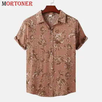 Гавайская рубашка с цветочным рисунком в стиле Ретро, короткие летние пляжные рубашки с принтом и пуговицами, Aloha Party, повседневная праздничная сорочка Homme