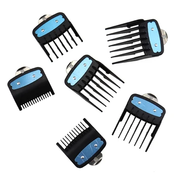 Комплект Насадок для Направляющей гребенки с Ограничителем 6ШТ для Машинки для стрижки волос WAHL для парикмахеров-Черный
