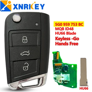 XNRKEY 3 Кнопки Автомобиля Smart Flip Remote Key ID48 Чип 433 МГц для VW Skoda MQB VII Golf MK7 2017 Touran Polo Tiguan Smart Flip Key