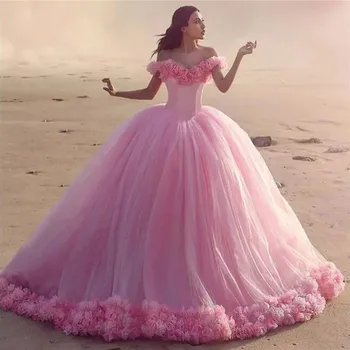 Светло-фиолетовое пышное бальное платье, пышные платья с открытыми плечами, вечернее платье Принцессы с 3D цветами, 15