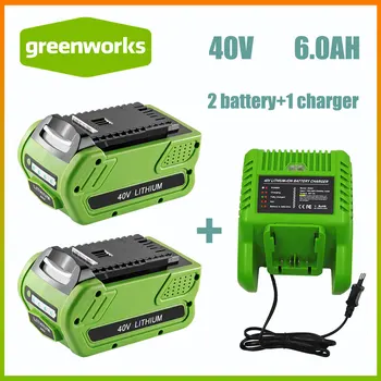 GreenWorksG-MAX 40V 6.0Ah Литий-ионный Сменный Аккумулятор для 20292 20302 20672 20202 20322 20262 29302 Аккумуляторная Батарея + зарядное устройство