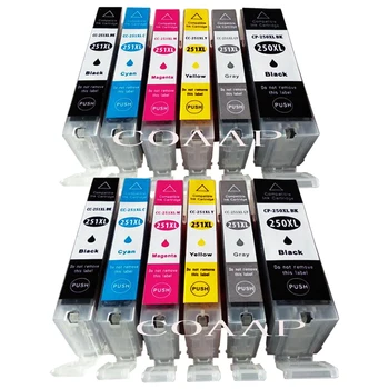 12 Упаковок Совместимого чернильного картриджа Для принтера CANON PIXMA MG6320 MG7120 iP8720 MG7520 с чипом full ink pgi250 cli251 GY
