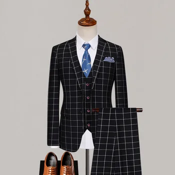 Сшитое на заказ Свадебное платье Жениха, Блейзер, брюки, деловые Классические брюки высокого класса SA07-90599