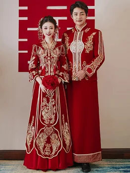 Роскошное велюровое свадебное платье с пайетками и кисточками, расшитое бисером, Элегантное Свадебное платье для тоста, платье Cheongsam