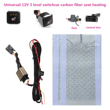 Универсальный автомобильный обогреватель сидений из углеродного волокна 12V с подогревом, 3-уровневый переключатель, зимние теплые чехлы для сидений