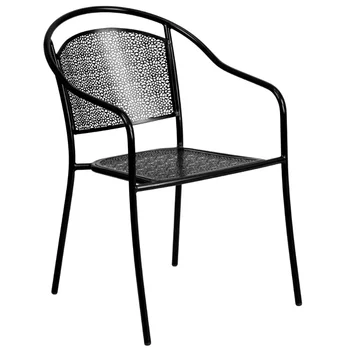 Стальное кресло для патио коммерческого класса небесно-голубого цвета с круглой спинкой, пляжные стулья для патио с круглой спинкой
