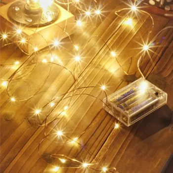 Свадебное Наружное освещение с батарейным питанием Лампа из медной проволоки 1-10 М Светодиодная Сказочная лампа Светодиодная лампа для Рождественской елки Украшение сада для вечеринки
