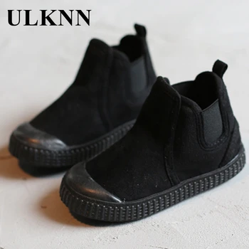 ULKNN/Зимние Короткие ботинки для девочек, Детские Уличные Ботильоны, Нескользящие Детские Зимние ботинки Для мальчиков, Замшевая Однотонная обувь без Застежки