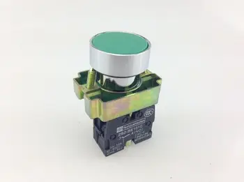 10шт XB2-BA31 Зеленая Кнопка мгновенного промывки с автоматическим сбросом, 1 Н/О, Плоский Кнопочный переключатель