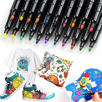 24 цвета, Водонепроницаемая цветостойкая ткань, Текстильная маркерная ручка, Перманентная цветная ручка для одежды 