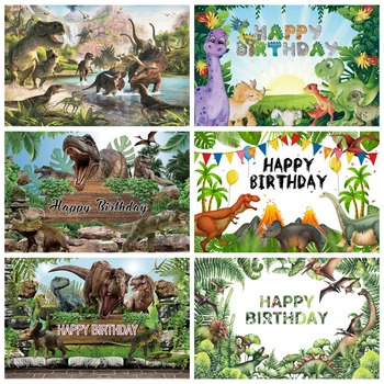 Тема динозавра, Детские фоны для фотосъемки Дня рождения, Джунгли, Тропическое сафари, Дикий детский фотографический фон, реквизит для фотостудии